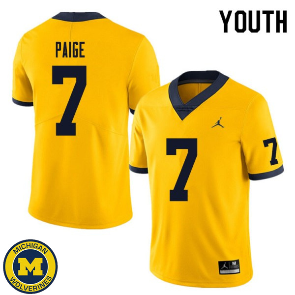 Youth University of Michigan #7 Makari Paige Yellow High School Jersey